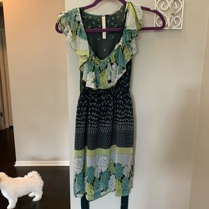 Blue, green and white dress